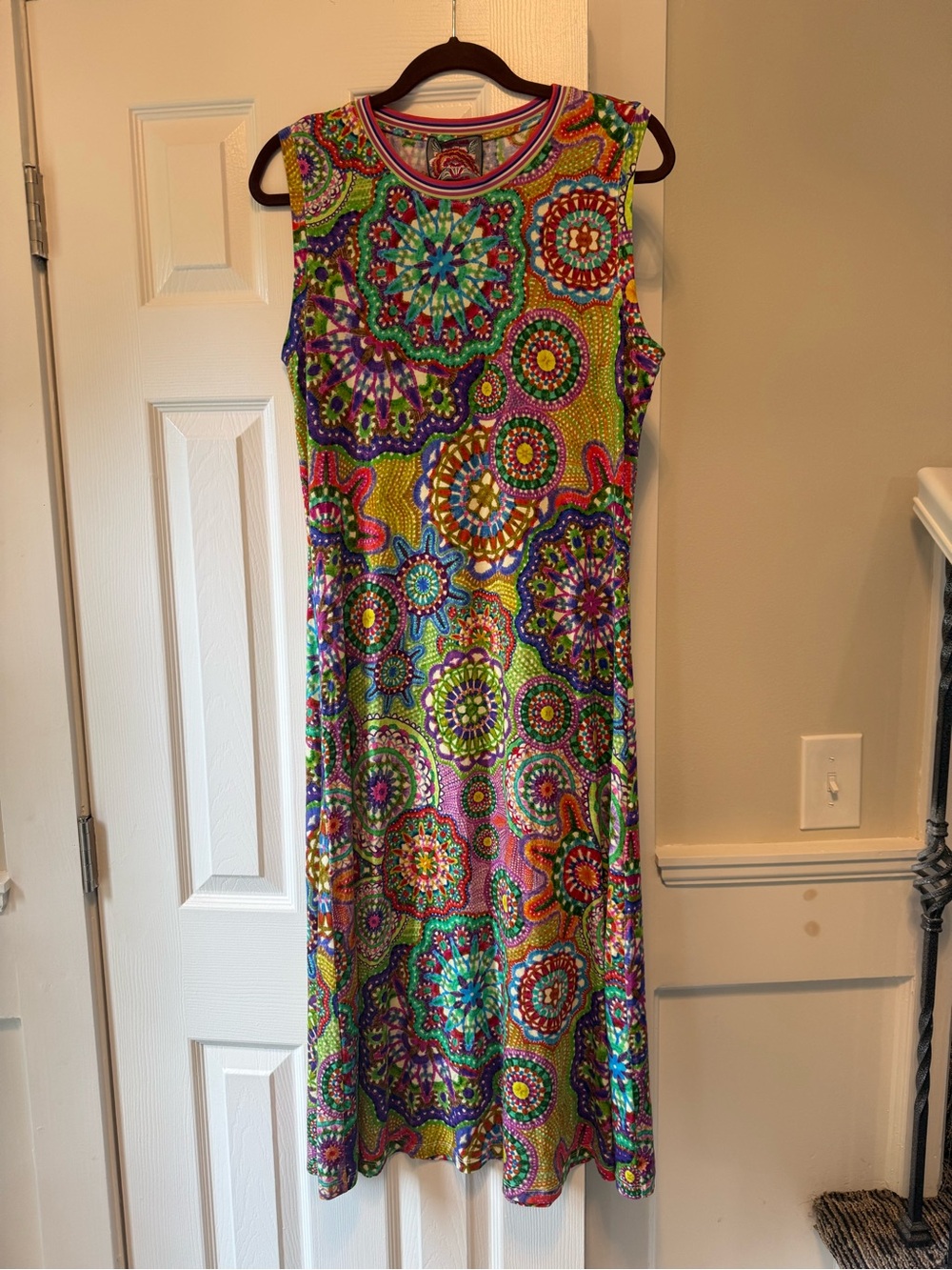 Johnny Was The Janie Sleeveless Colorful Stretch Knit Medallion Dress Medium